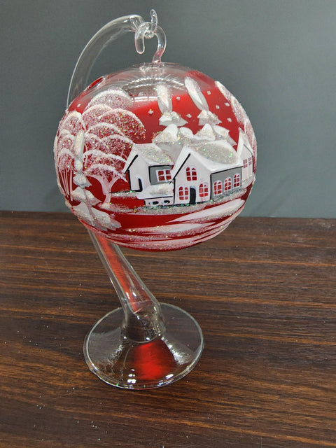 Red Glass Terrarium Candle Holder  - White Cabins