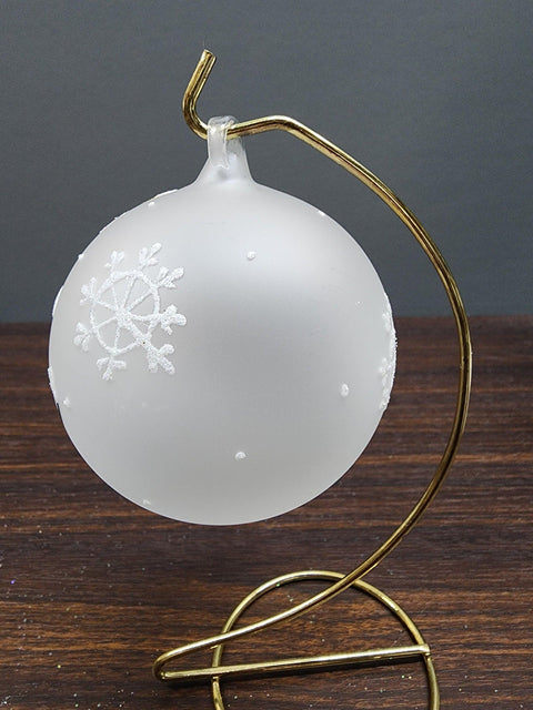 Frosted Blown Glass Ornament - Handcrafted -  Fat Snowman Design