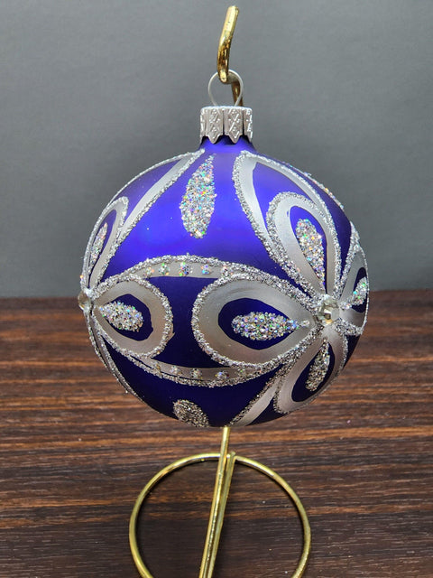 Blue  Blown Glass Ornament - Handcrafted - Hand Made - Modern Design