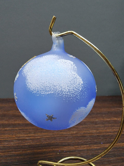 Light Blue Blown Glass Ornament - Handcrafted - Baby Angels Design