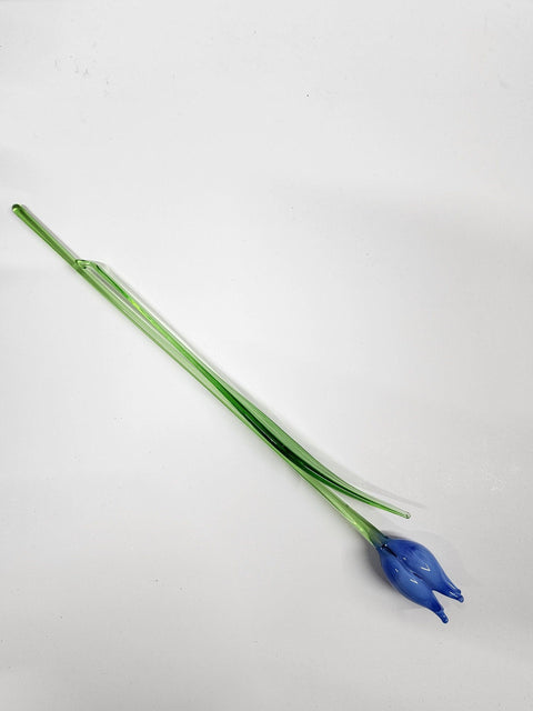 Light Blue Glass Tulip - Handcrafted Long Stem Flower