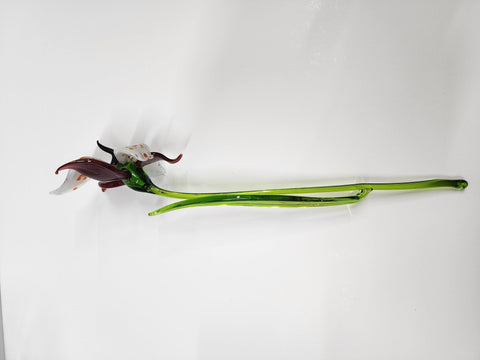 Red Glass Orchid - Handcrafted Long Stem Flower