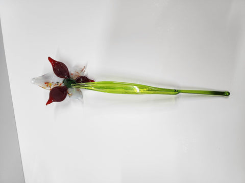 Red Glass Orchid - Handcrafted Long Stem Flower