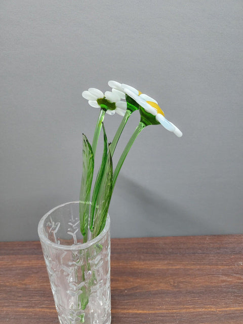 White Glass Daisy - Handcrafted Long Stem Flower