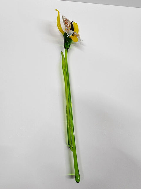 Yellow Glass Orchid - Handcrafted Long Stem Flower