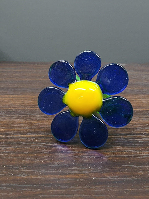 Blue Glass Daisy - Handcrafted Long Stem Flower