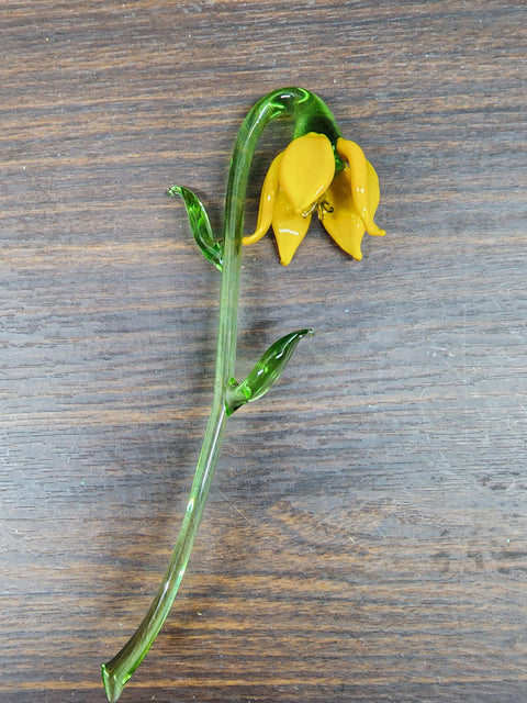 Yellow Glass Lily - Handcrafted Short Stem Flower