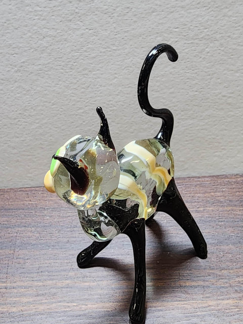 Naturally Colored Glass Figurine - Handcrafted - Cat Design