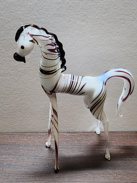 Naturally Colored Glass Figurine - Handcrafted - Zebra Design