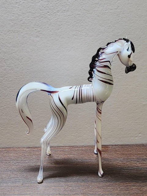 Naturally Colored Glass Figurine - Handcrafted - Zebra Design