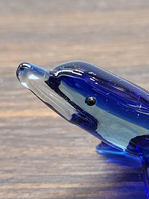 Naturally Colored Glass Figurine - Handcrafted - Dolphin Design