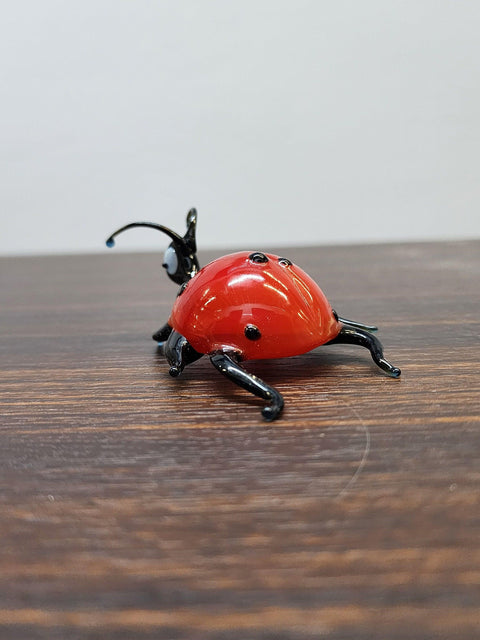 Naturally Colored Glass Figurine - Handcrafted - Lady Bug Design