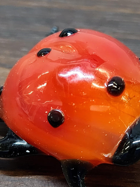 Naturally Colored Glass Figurine - Handcrafted - Lady Bug Design