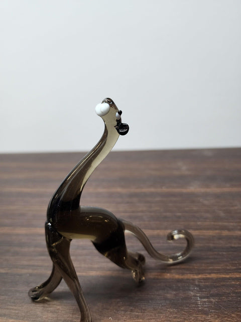 Naturally Colored Glass Figurine - Handcrafted - Panther Design