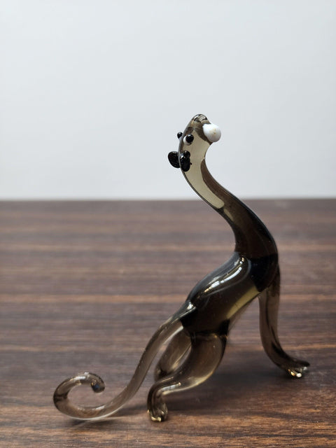 Naturally Colored Glass Figurine - Handcrafted - Panther Design