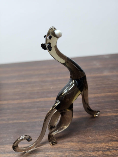 Naturally Colored Glass Figurine - Handcrafted - Panther Design