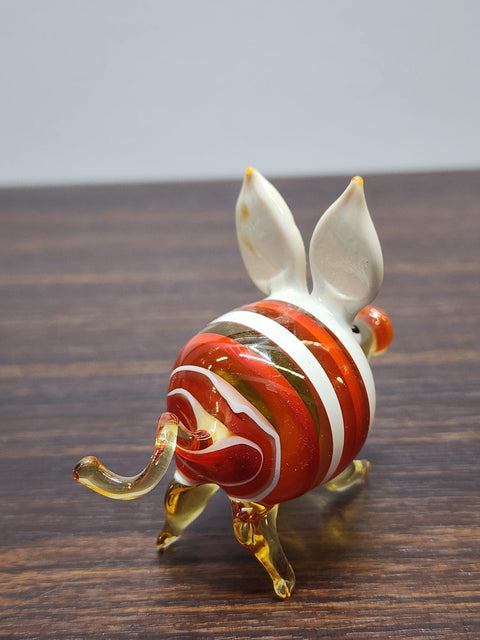 Naturally Colored Glass Figurine - Handcrafted - Pig Design