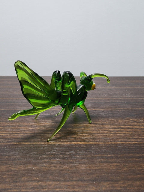 Naturally Colored Glass Figurine - Handcrafted - Grasshopper Design