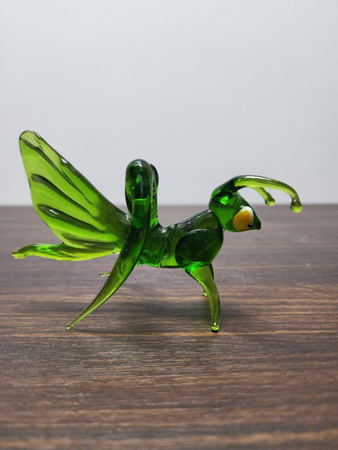 Naturally Colored Glass Figurine - Handcrafted - Grasshopper Design