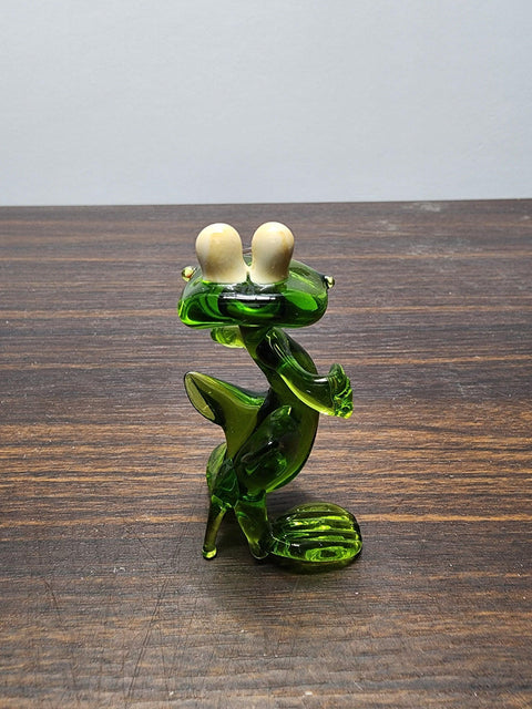 Naturally Colored Glass Figurine - Handcrafted - Frog Design