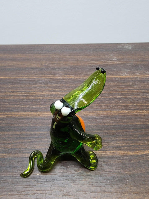 Naturally Colored Glass Figurine - Handcrafted - Alligator Design