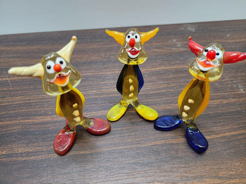 Naturally Colored Glass Figurine - Handcrafted - Clown Design