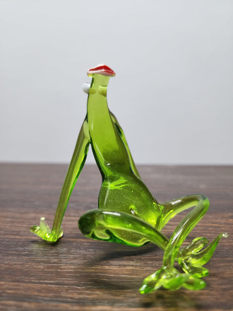 Naturally Colored Glass Figurine - Handcrafted - Frog Design