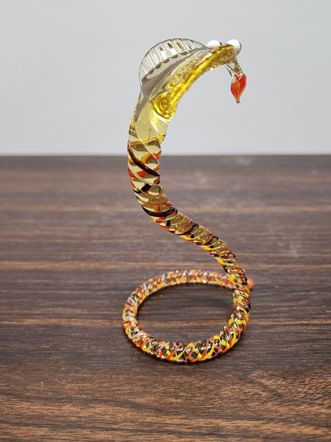 Naturally Colored Glass Figurine - Handcrafted - Cobra Design