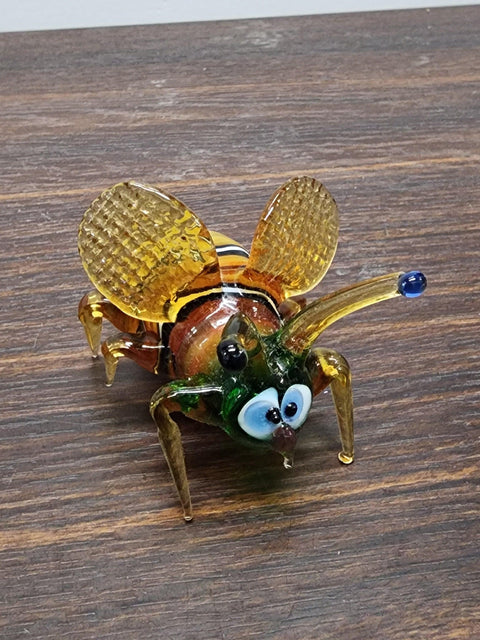 Naturally Colored Glass Figurine - Handcrafted - Bee Design