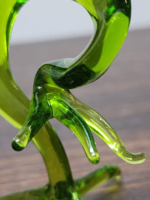 Naturally Colored Glass Figurine - Handcrafted - Peace Frog Design