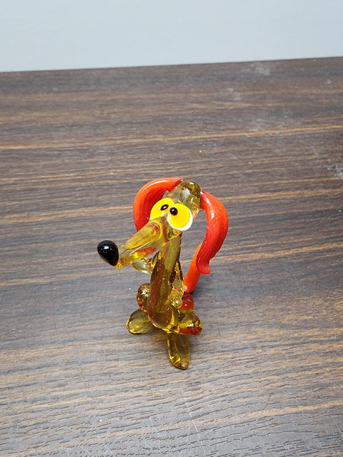 Naturally Colored Glass Figurine - Handcrafted - Dachshund Design