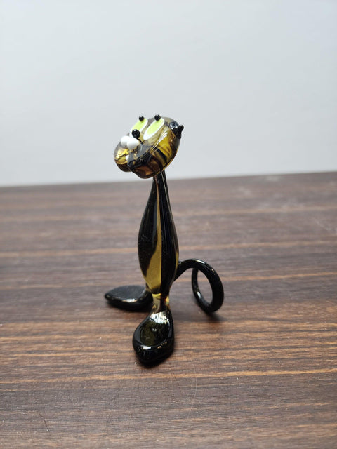 Naturally Colored Glass Figurine - Handcrafted - Cat Design