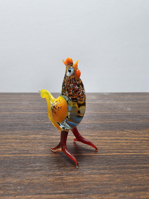 Naturally Colored Glass Figurine - Handcrafted - Chicken Design