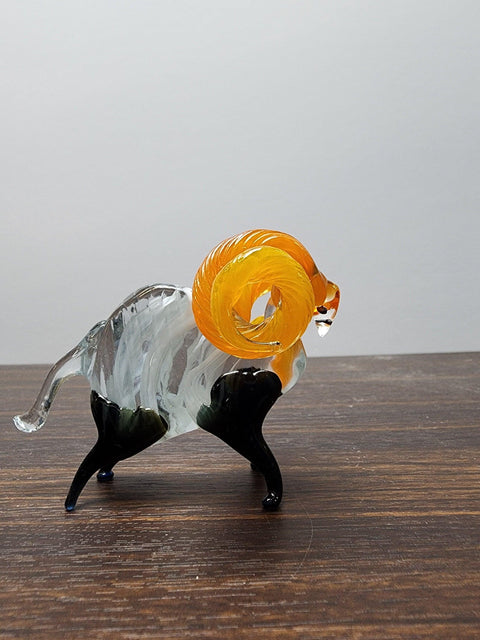 Naturally Colored Glass Figurine - Handcrafted - Ram Design