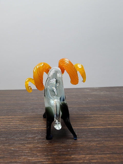 Naturally Colored Glass Figurine - Handcrafted - Ram Design