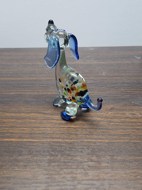 Naturally Colored Glass Figurine - Handcrafted - Dog Design