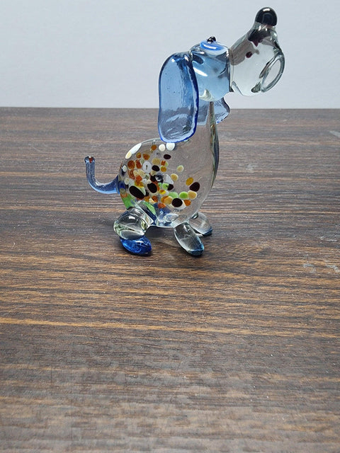 Naturally Colored Glass Figurine - Handcrafted - Dog Design