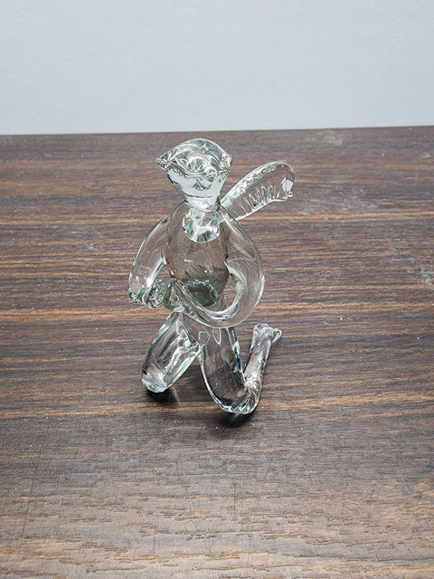 Naturally Colored Glass Figurine - Handcrafted - Angel On Knees Design