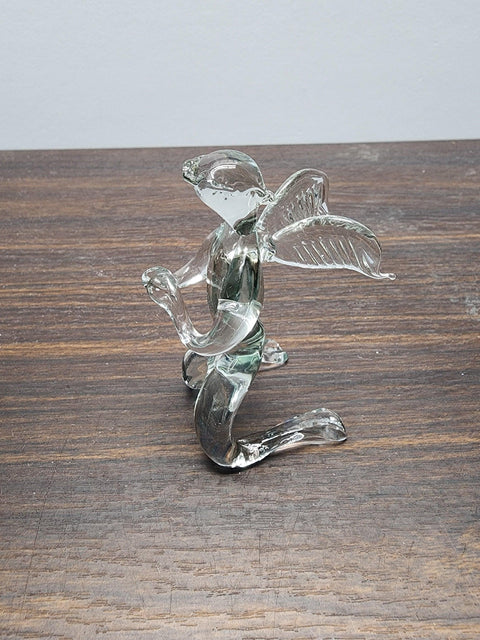 Naturally Colored Glass Figurine - Handcrafted - Angel On Knees Design