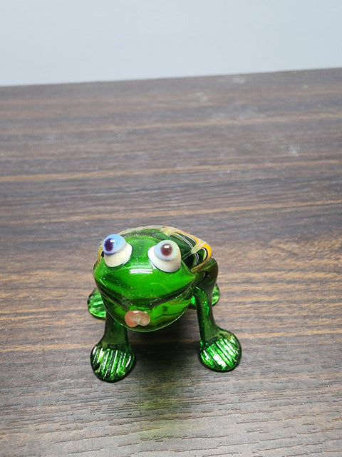 Naturally Colored Glass Figurine - Handcrafted - Frog Design