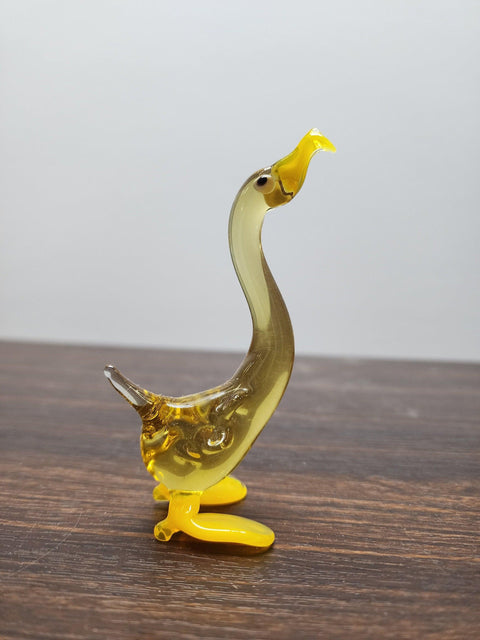 Naturally Colored Glass Figurine - Handcrafted - Goose Design