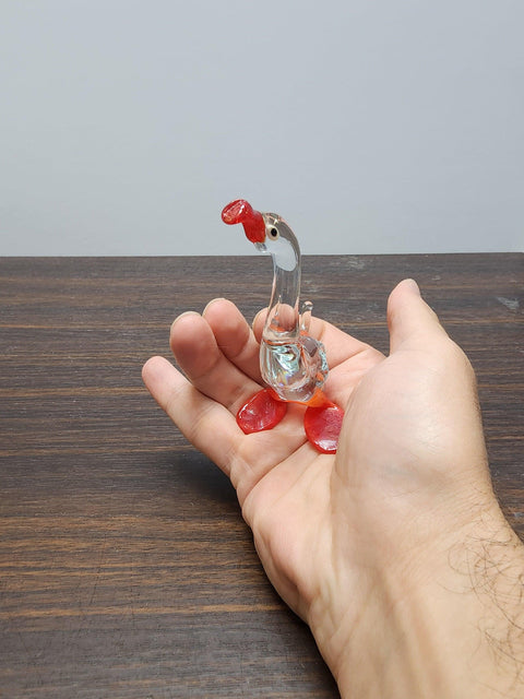 Naturally Colored Glass Figurine - Handcrafted - Goose Design