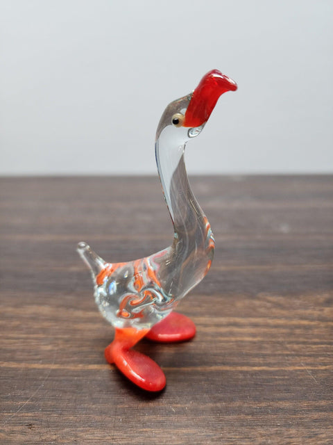 Naturally Colored Glass Figurine - Handcrafted - Goose Design