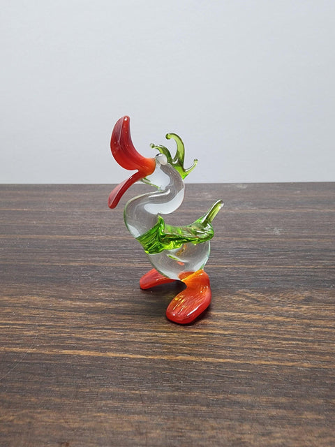 Naturally Colored Glass Figurine - Handcrafted - Duck Design