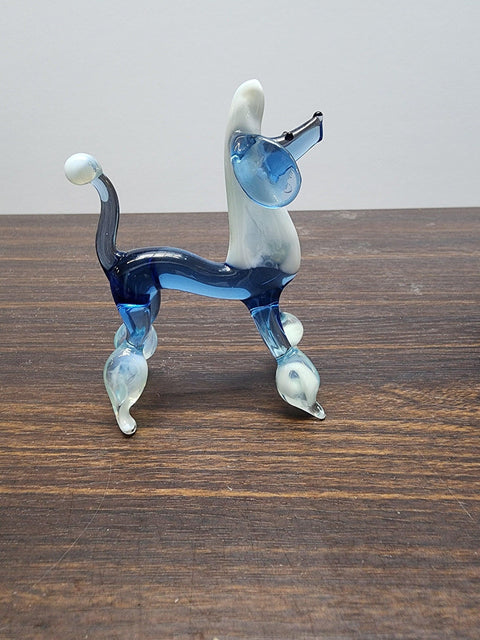 Naturally Colored Glass Figurine - Handcrafted - Poodle Design