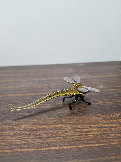 Naturally Colored Glass Figurine - Handcrafted - Dragonfly Design