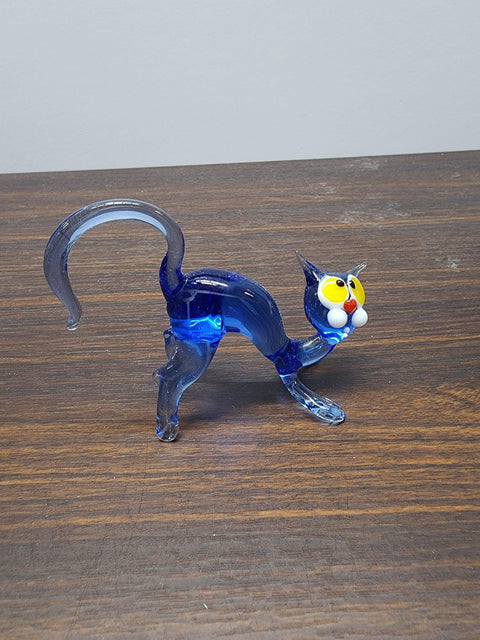 Naturally Colored Glass Figurine - Handcrafted - Cat Design