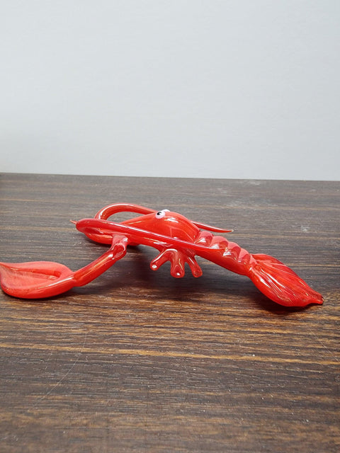 Naturally Colored Glass Figurine - Handcrafted - Red Lobster Design