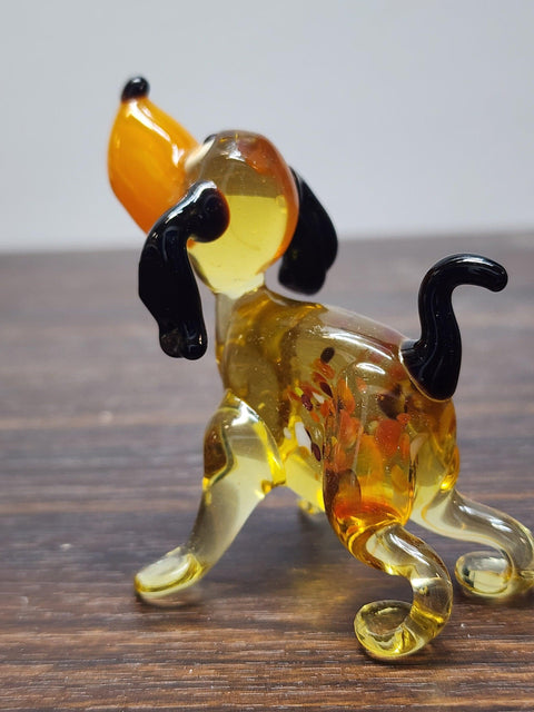 Naturally Colored Glass Figurine - Handcrafted - Dog With Spots Design