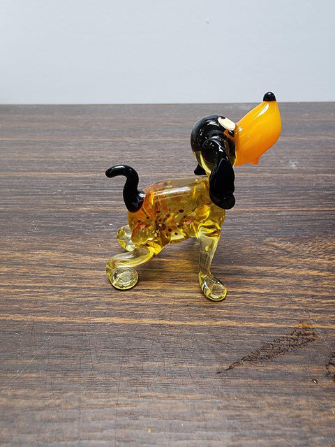 Naturally Colored Glass Figurine - Handcrafted - Dog With Spots Design